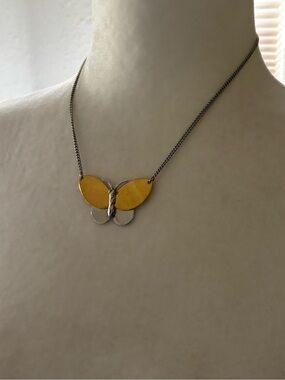 Avon 2 Tone Gold and Silver Butterfly Necklace Vintage 70’s